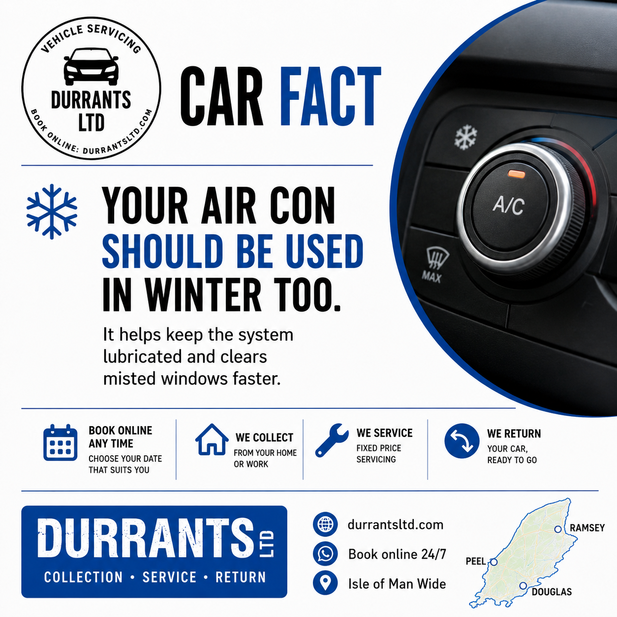 Durrants car fact about using air conditioning in winter