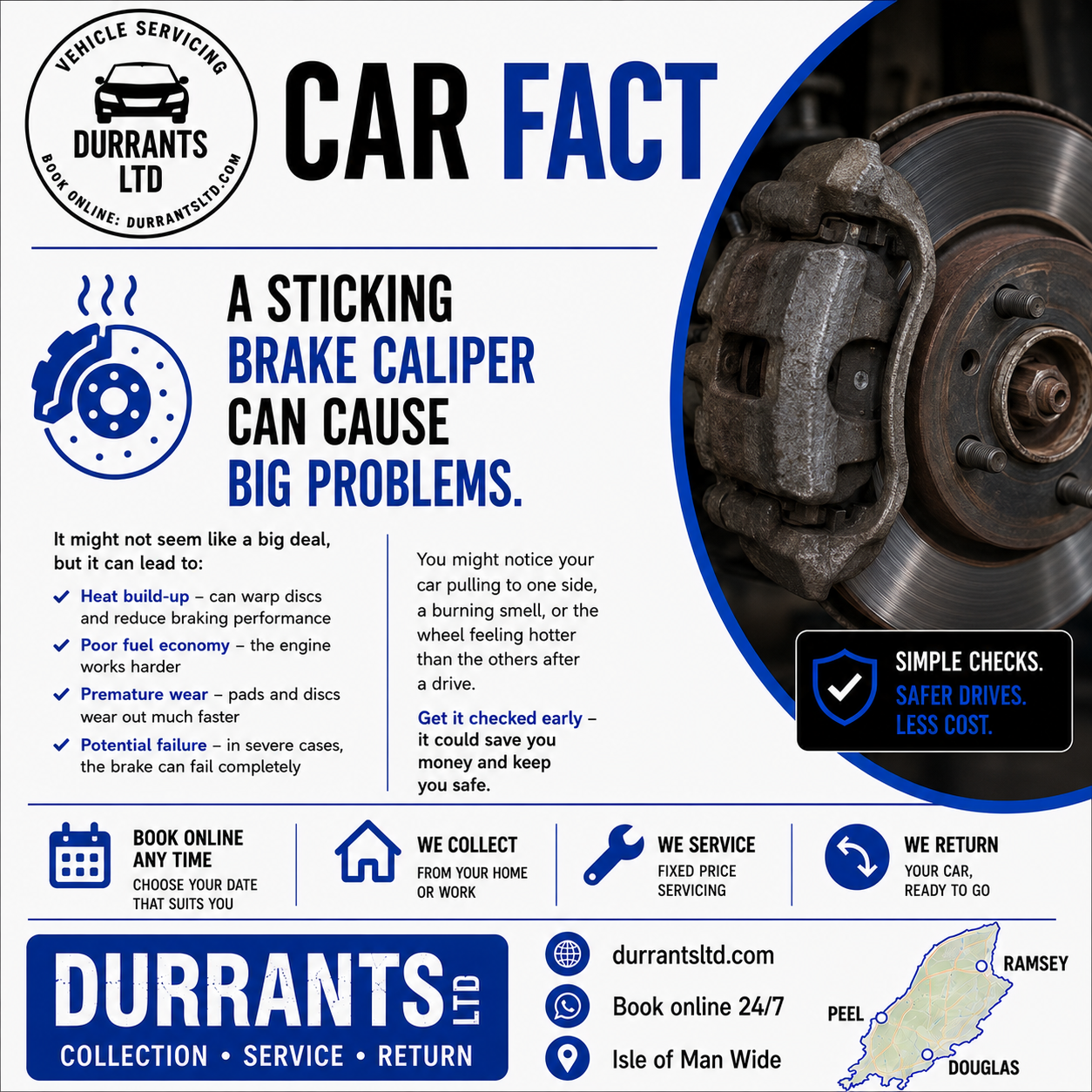 Durrants car fact about sticking brake calipers