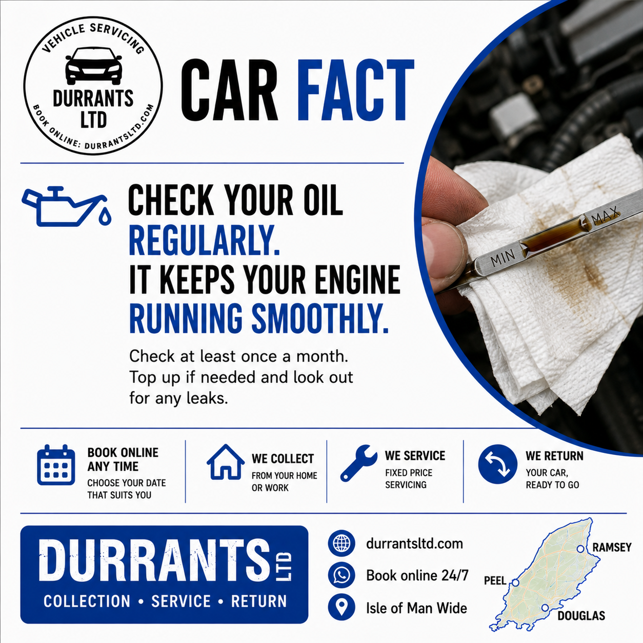 Durrants car fact about checking engine oil