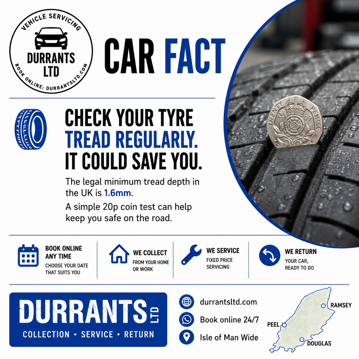 Durrants car fact about checking tyre tread