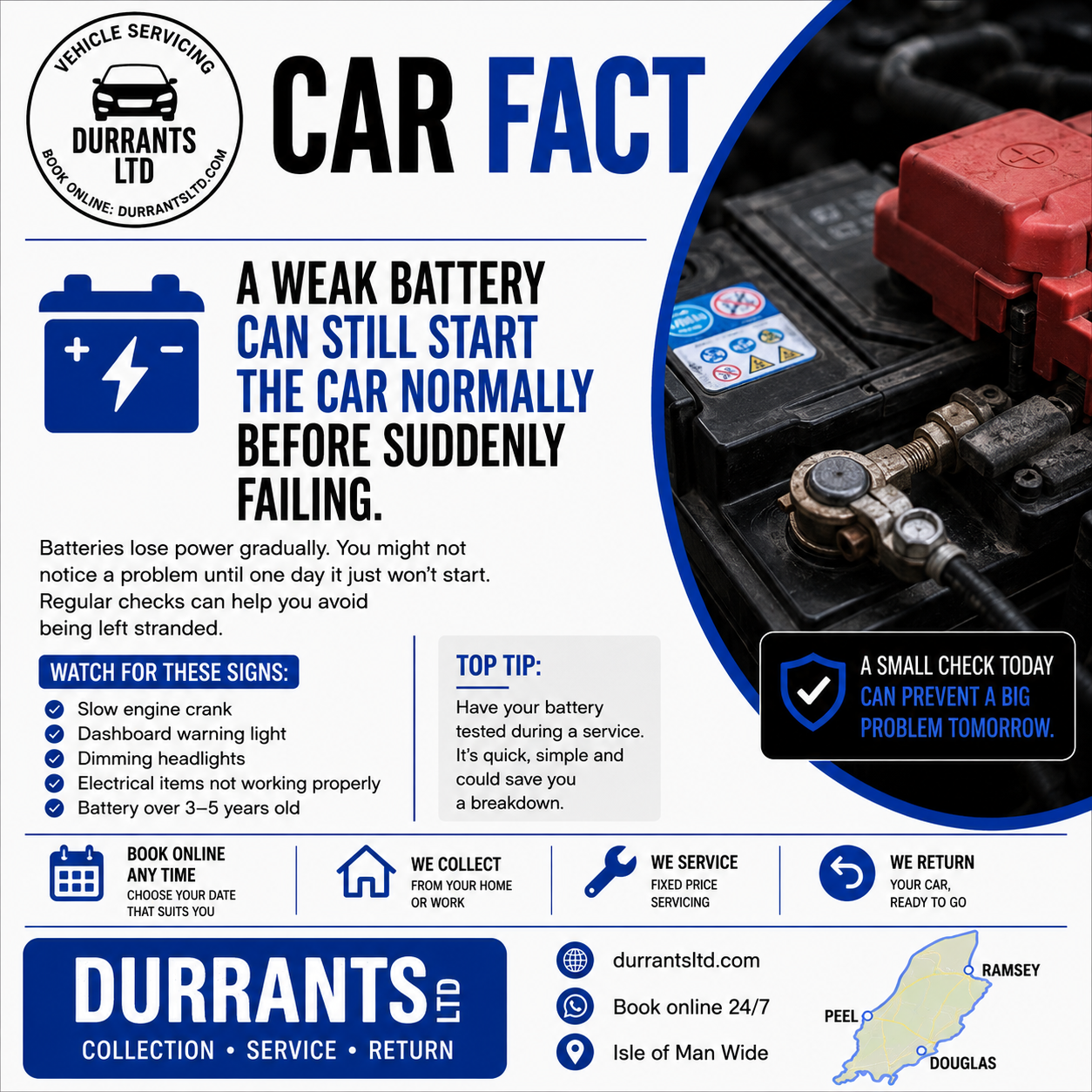 Durrants car fact about weak car batteries